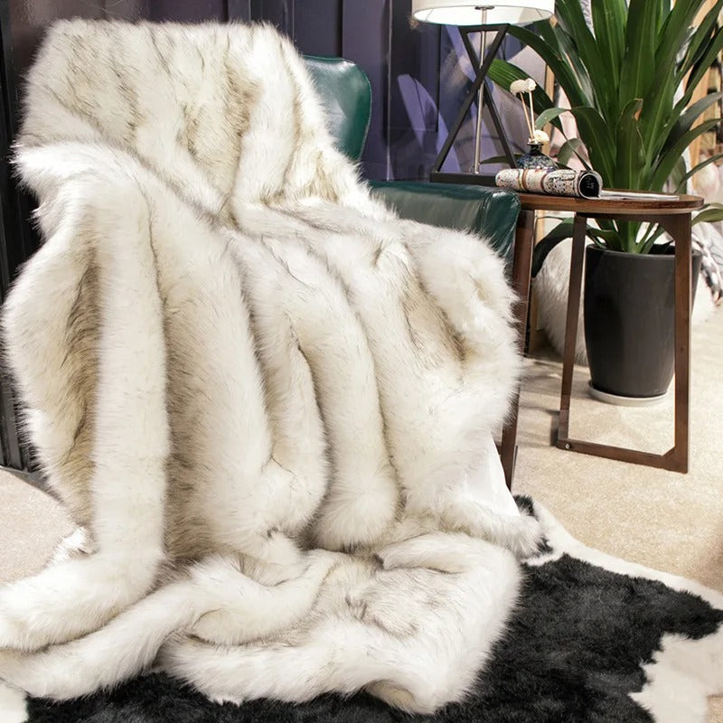 Faux Fur Blanket Gray Soft Polyester Home Decor 3