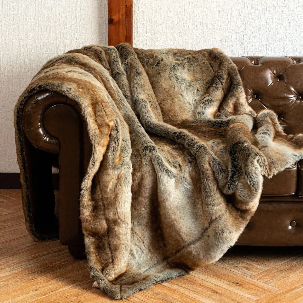 Faux Fur Blanket Gray Soft Polyester Home Decor 4