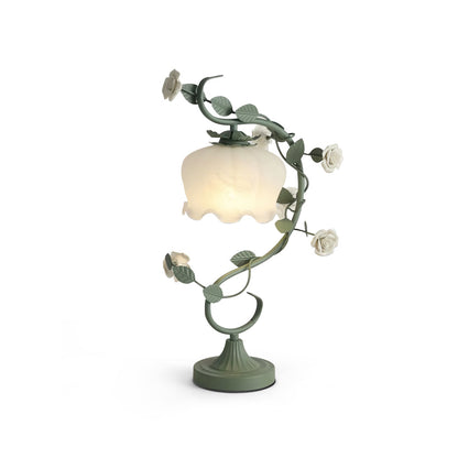 Classic Floral Table Lamp with Metal and Glass Design – 20.9 Height 1