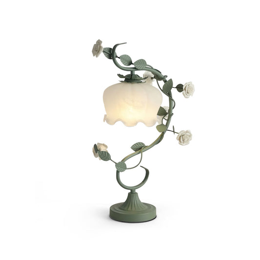 Classic Floral Table Lamp with Metal and Glass Design – 20.9 Height 1