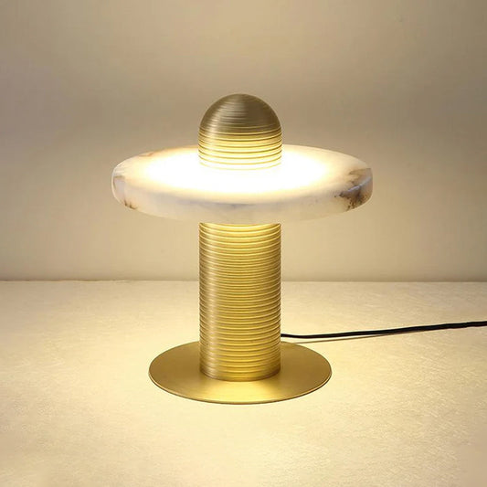 Alabaster Table Lamp with Metal Accent – Modern Bedside or Desk Lamp for Living Room 1