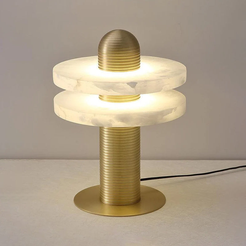 Alabaster Table Lamp with Metal Accent – Modern Bedside or Desk Lamp for Living Room 11