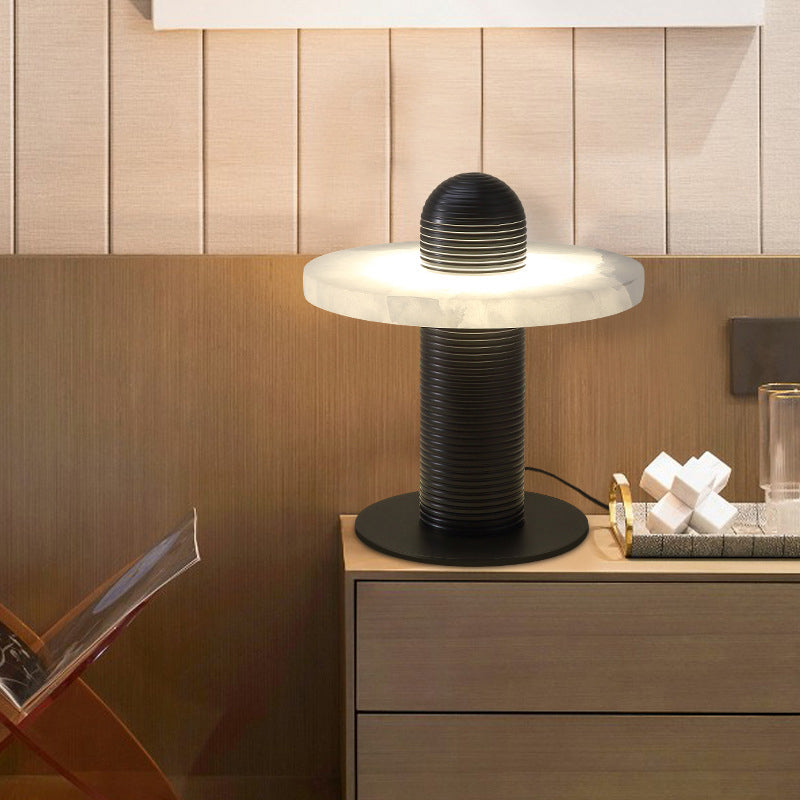 Alabaster Table Lamp with Metal Accent – Modern Bedside or Desk Lamp for Living Room 7