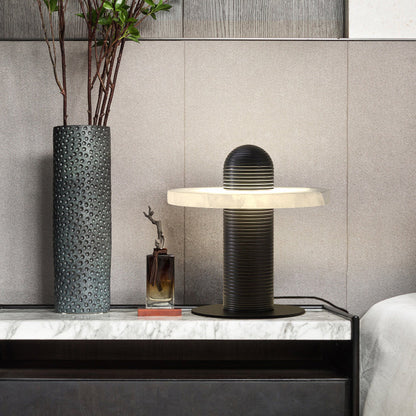 Alabaster Table Lamp with Metal Accent – Modern Bedside or Desk Lamp for Living Room 9