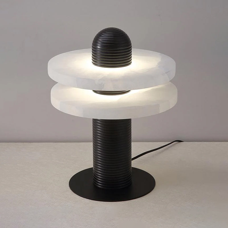Alabaster Table Lamp with Metal Accent – Modern Bedside or Desk Lamp for Living Room 10
