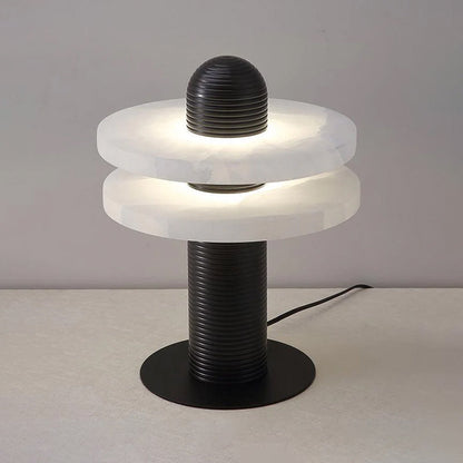 Alabaster Table Lamp with Metal Accent – Modern Bedside or Desk Lamp for Living Room 10