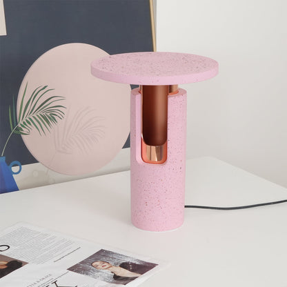 Modern Table Lamp with Terrazzo Base and Pink Finish – 26cm Diameter 2
