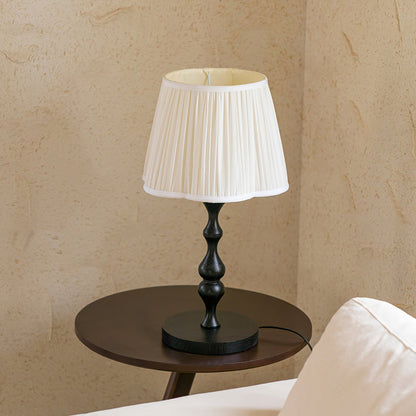 Elegant Table Lamp with Wooden Base and Fabric Shade - Stylish Desk or Bedside Lamp 3