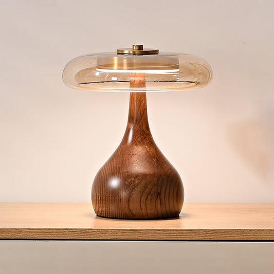Adjustable LED Glass Table Lamp with Brass and Wood Finish – 3 Color Temperatures 1