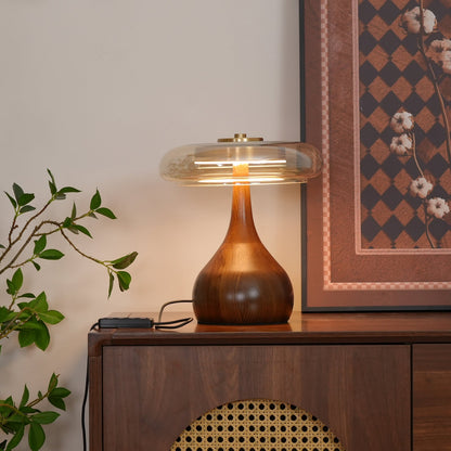 Adjustable LED Glass Table Lamp with Brass and Wood Finish – 3 Color Temperatures 4