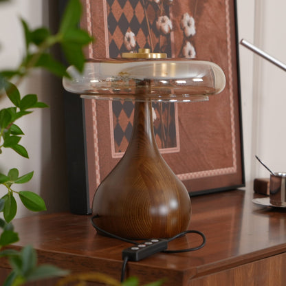 Adjustable LED Glass Table Lamp with Brass and Wood Finish – 3 Color Temperatures 6