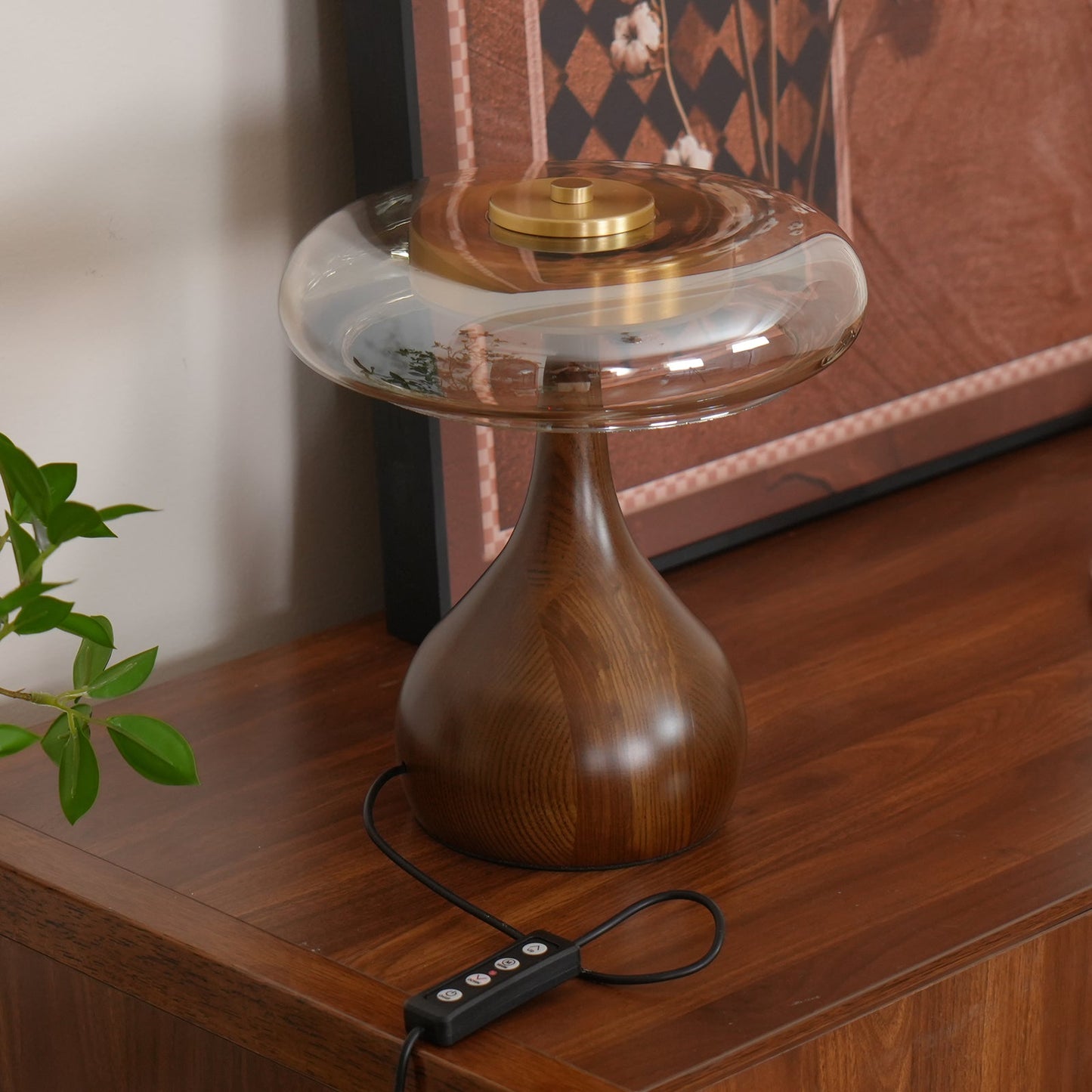 Adjustable LED Glass Table Lamp with Brass and Wood Finish – 3 Color Temperatures 7