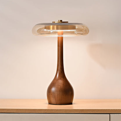 Adjustable LED Glass Table Lamp with Brass and Wood Finish – 3 Color Temperatures 10