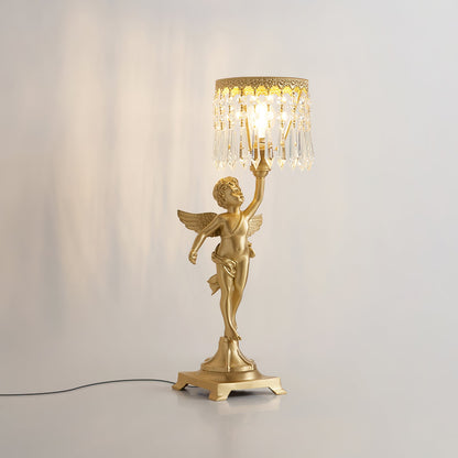 Elegant Angel Crystal Table Lamp – Indoor Lighting with Brass Finish 2