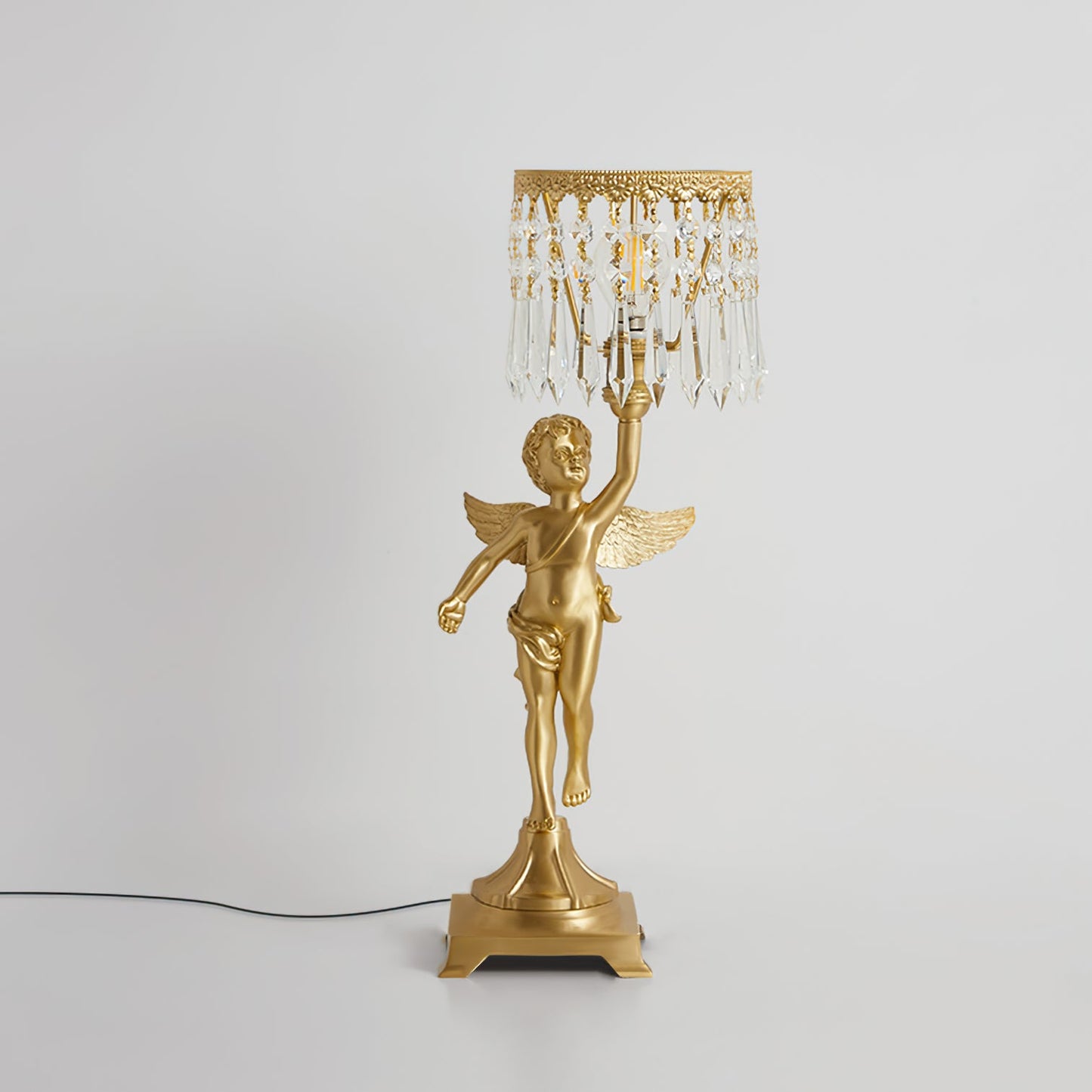 Elegant Angel Crystal Table Lamp – Indoor Lighting with Brass Finish 3