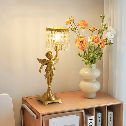 Elegant Angel Crystal Table Lamp – Indoor Lighting with Brass Finish 7