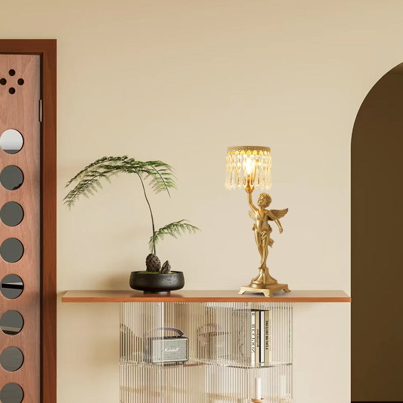 Elegant Angel Crystal Table Lamp – Indoor Lighting with Brass Finish 8
