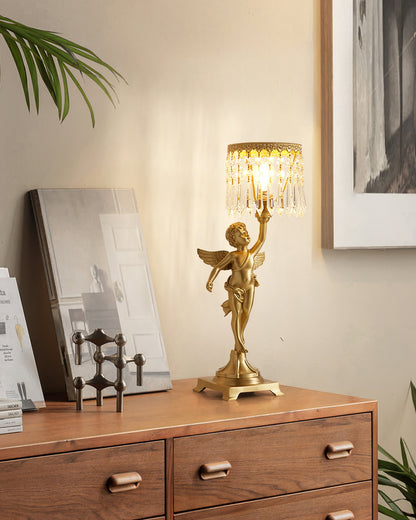 Elegant Angel Crystal Table Lamp – Indoor Lighting with Brass Finish 9