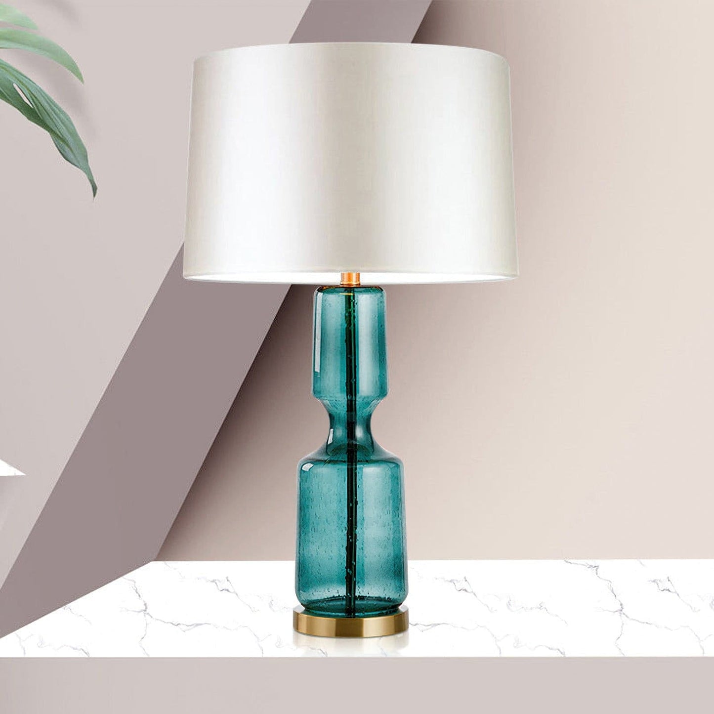 Elegant Teal Table Lamp with Metal and Glass Design – Stylish Bedside or Desk Lamp 3