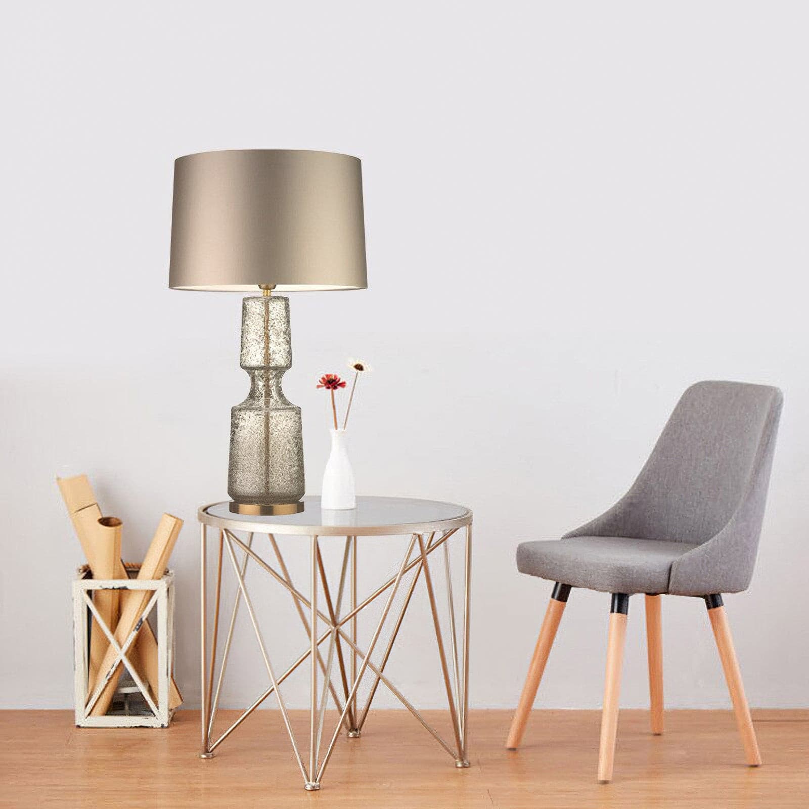 Elegant Teal Table Lamp with Metal and Glass Design – Stylish Bedside or Desk Lamp 4