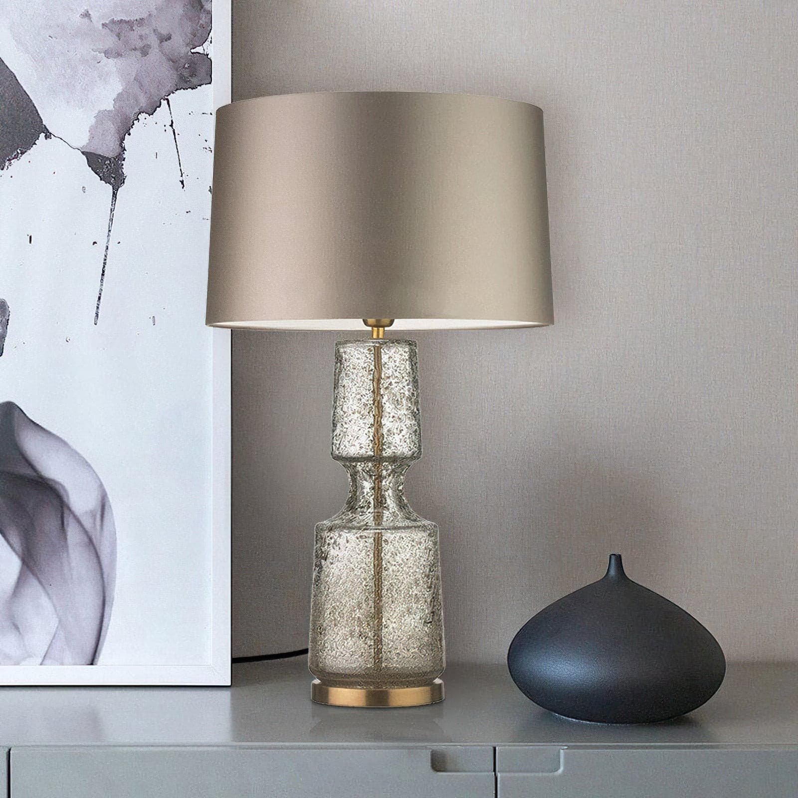 Elegant Teal Table Lamp with Metal and Glass Design – Stylish Bedside or Desk Lamp 10