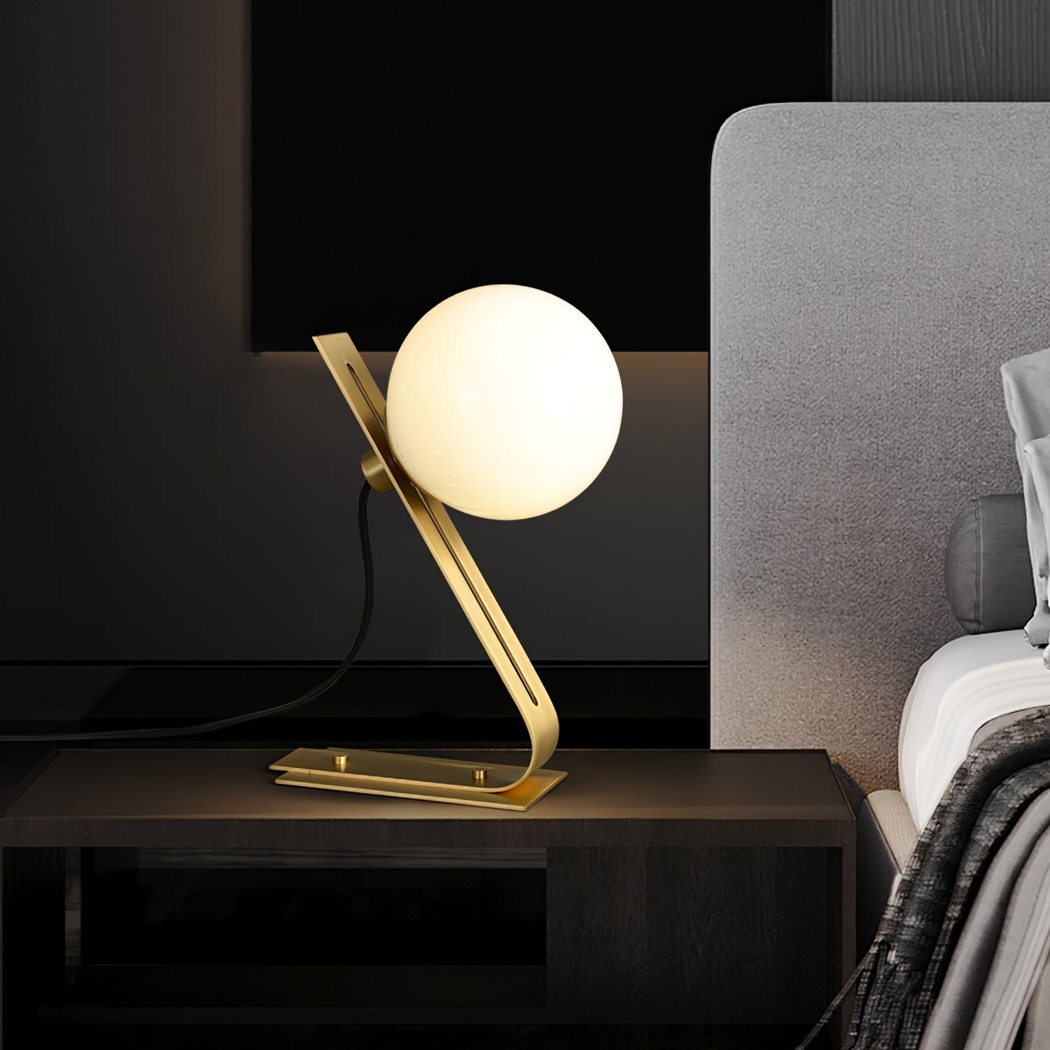 Elegant Table Lamp with Brass and White Glass Shade – 11.8 Height 8