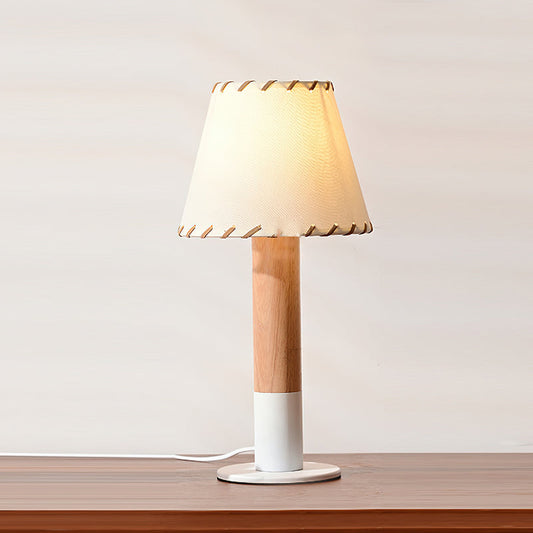 Stylish Table Lamp with Wooden Base and Fabric Shade – Modern Desk and Bedside Lighting 1
