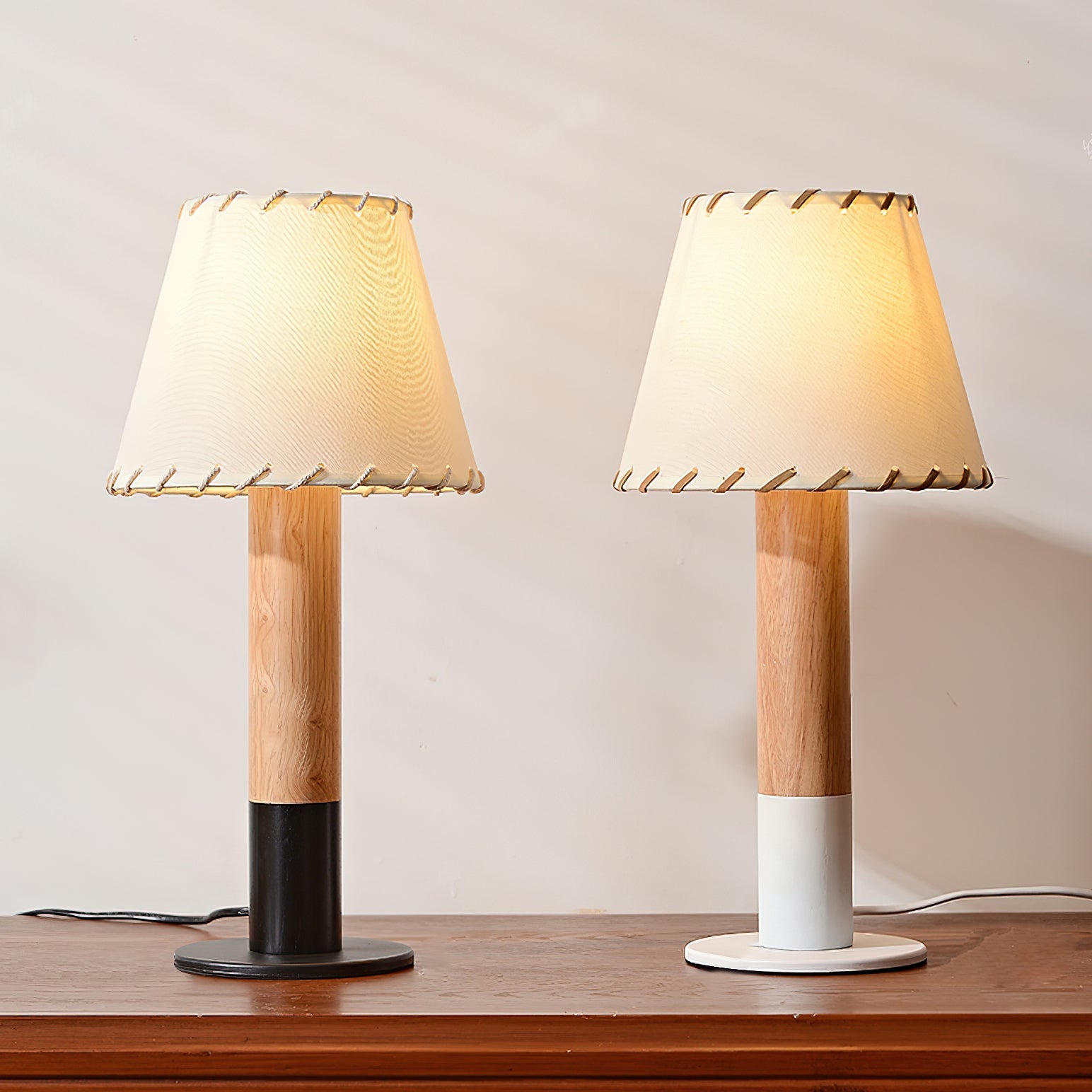 Stylish Table Lamp with Wooden Base and Fabric Shade – Modern Desk and Bedside Lighting 4