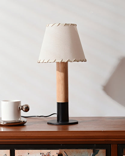 Stylish Table Lamp with Wooden Base and Fabric Shade – Modern Desk and Bedside Lighting 6