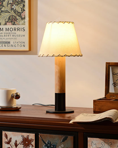 Stylish Table Lamp with Wooden Base and Fabric Shade – Modern Desk and Bedside Lighting 9