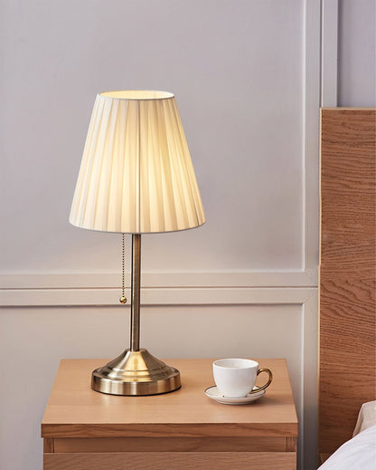 Stylish Table Lamp with Fabric Shade and Metal Base – Warm Yellow Light for Bedroom or Living Room 5
