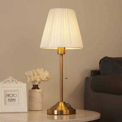 Stylish Table Lamp with Fabric Shade and Metal Base – Warm Yellow Light for Bedroom or Living Room 7