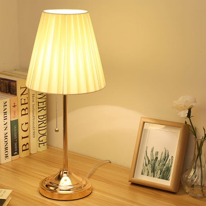 Stylish Table Lamp with Fabric Shade and Metal Base – Warm Yellow Light for Bedroom or Living Room 8