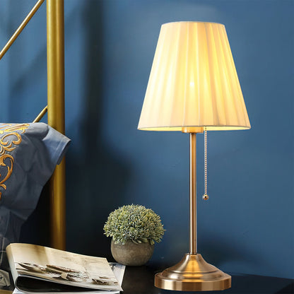Stylish Table Lamp with Fabric Shade and Metal Base – Warm Yellow Light for Bedroom or Living Room 9