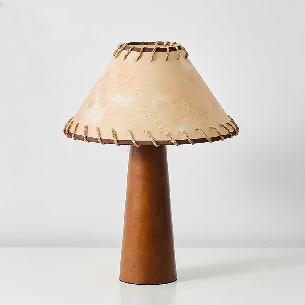 Vintage Style Table Lamp with Fabric Shade and Solid Wood Base – 30cm Diameter 1