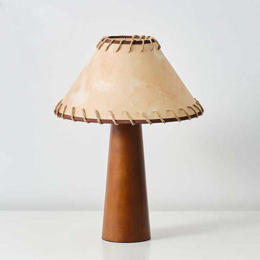 Vintage Style Table Lamp with Fabric Shade and Solid Wood Base – 30cm Diameter 1