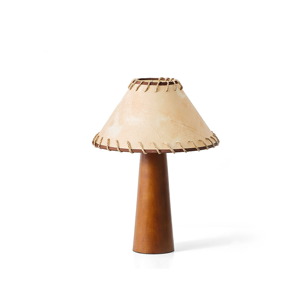 Vintage Style Table Lamp with Fabric Shade and Solid Wood Base – 30cm Diameter 2