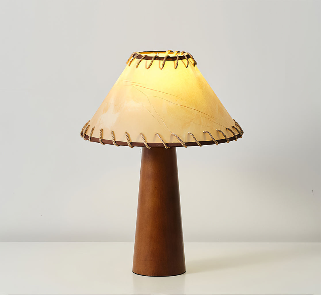 Vintage Style Table Lamp with Fabric Shade and Solid Wood Base – 30cm Diameter 3