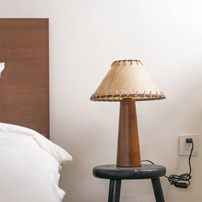 Vintage Style Table Lamp with Fabric Shade and Solid Wood Base – 30cm Diameter 7