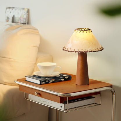 Vintage Style Table Lamp with Fabric Shade and Solid Wood Base – 30cm Diameter 8