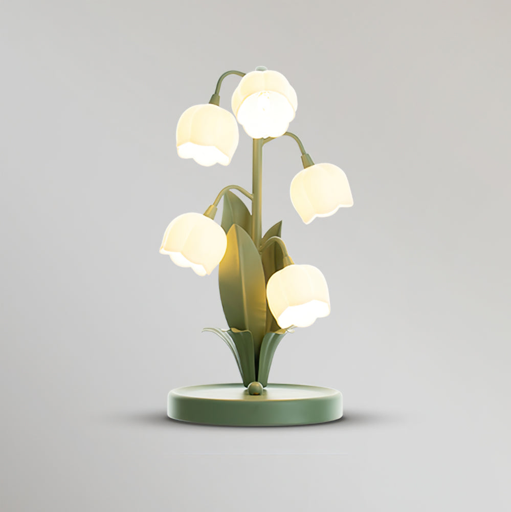 Modern Bell Orchid Table Lamp with Orchid Pattern Shade – 18cm Diameter 1