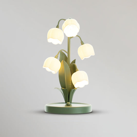 Modern Bell Orchid Table Lamp with Orchid Pattern Shade – 18cm Diameter 1