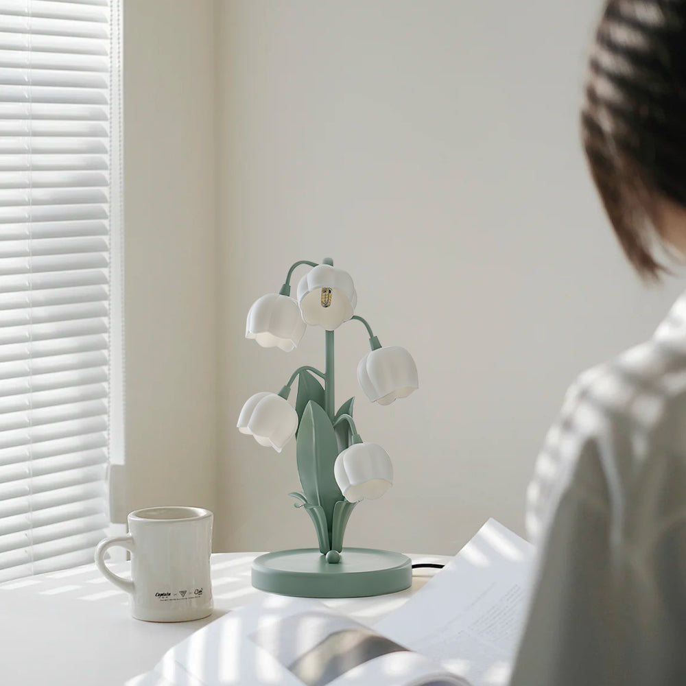 Modern Bell Orchid Table Lamp with Orchid Pattern Shade – 18cm Diameter 5