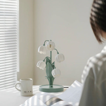 Modern Bell Orchid Table Lamp with Orchid Pattern Shade – 18cm Diameter 5