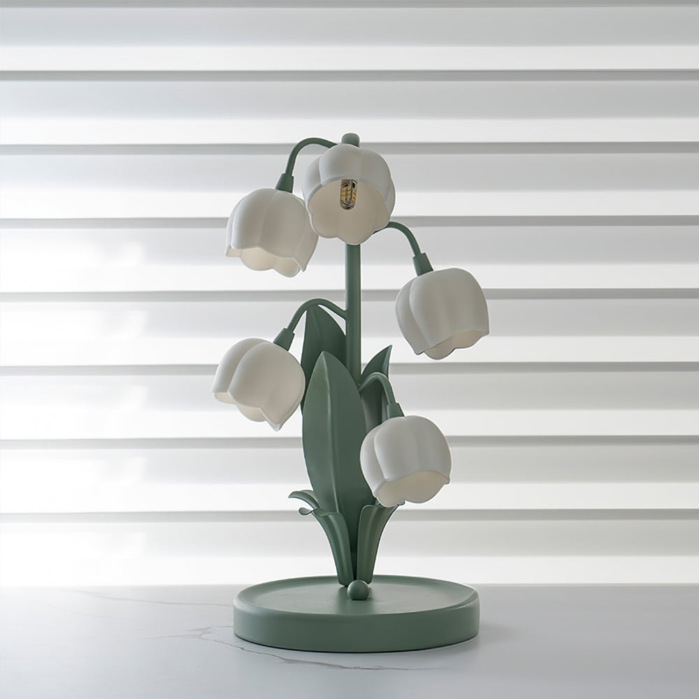 Modern Bell Orchid Table Lamp with Orchid Pattern Shade – 18cm Diameter 6