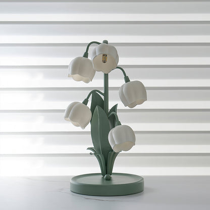 Modern Bell Orchid Table Lamp with Orchid Pattern Shade – 18cm Diameter 6