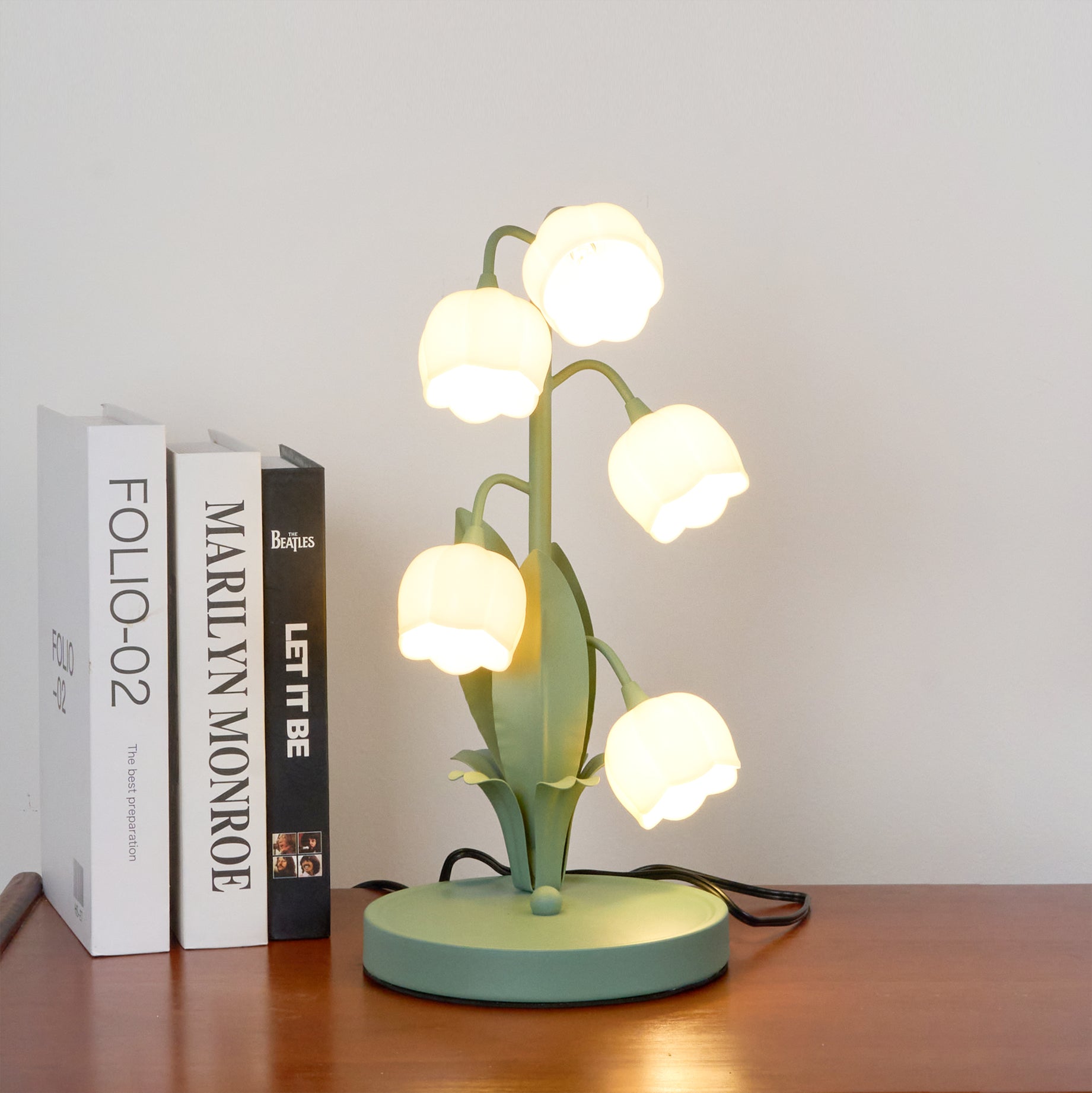 Modern Bell Orchid Table Lamp with Orchid Pattern Shade – 18cm Diameter 7