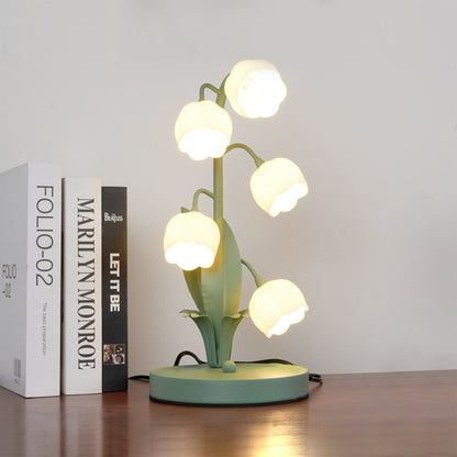 Modern Bell Orchid Table Lamp with Orchid Pattern Shade – 18cm Diameter 8