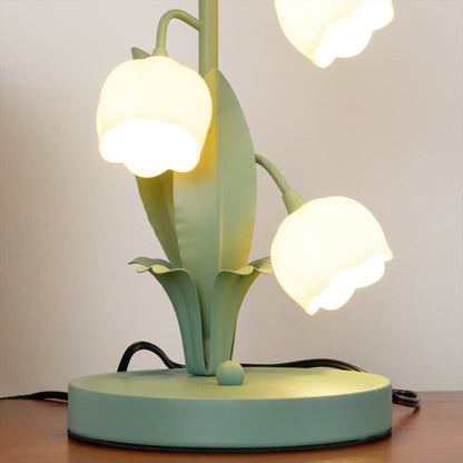 Modern Bell Orchid Table Lamp with Orchid Pattern Shade – 18cm Diameter 9