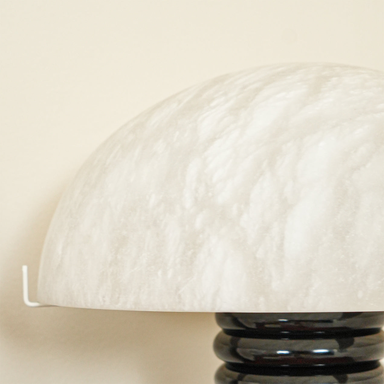 Modern Table Lamp with Alabaster Shade and Black Ribbed Base - Perfect for Bedroom and Living Room 5